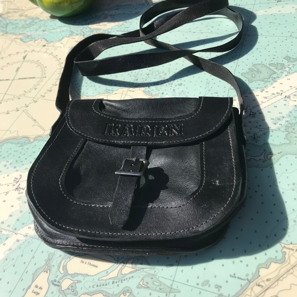 Vintage Black Leather Karen Purse - Picture 3 of 7